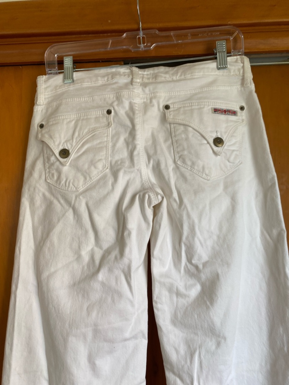 Hudson Jeans Women's 28/33” Straight-Leg White Denim Pants Flap Pockets Designer - Picture 5 of 13